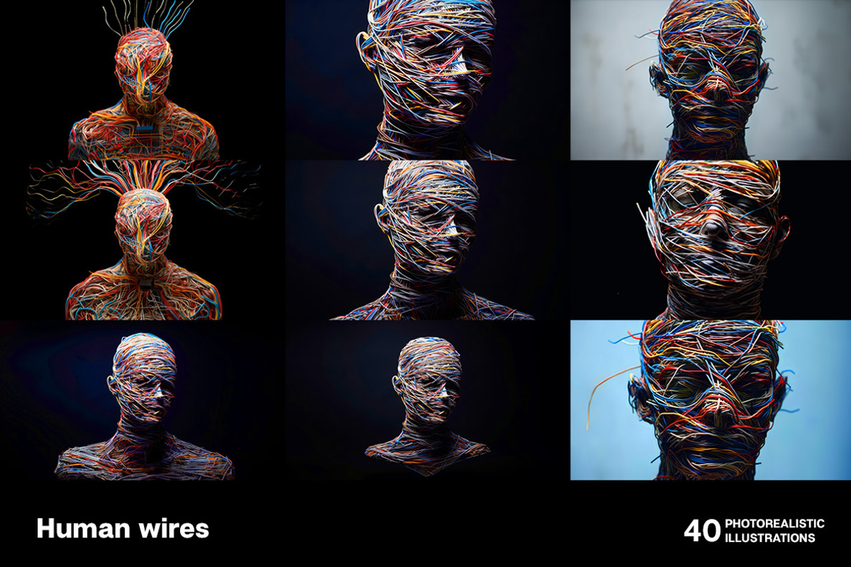 Human Wires. 40 images, a Technology Illustration by Handmadefont (Photo 2 of 11)