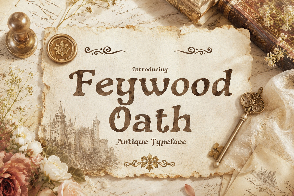 Feywood Oath - Antique Typeface, a Handwritten Font by HipFonts (Photo 1 of 9)