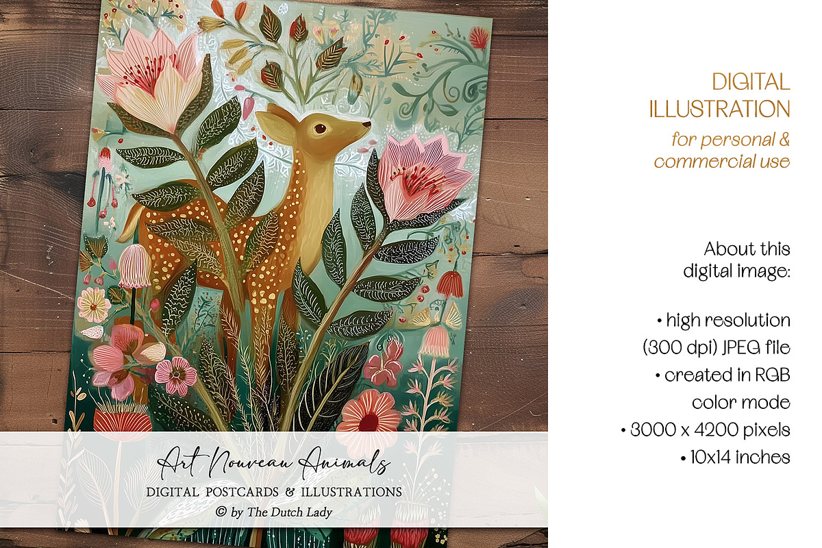 Art Nouveau Animal Illustrations, an Animal Illustration by The Dutch Lady Designs (Photo 5 of 7)