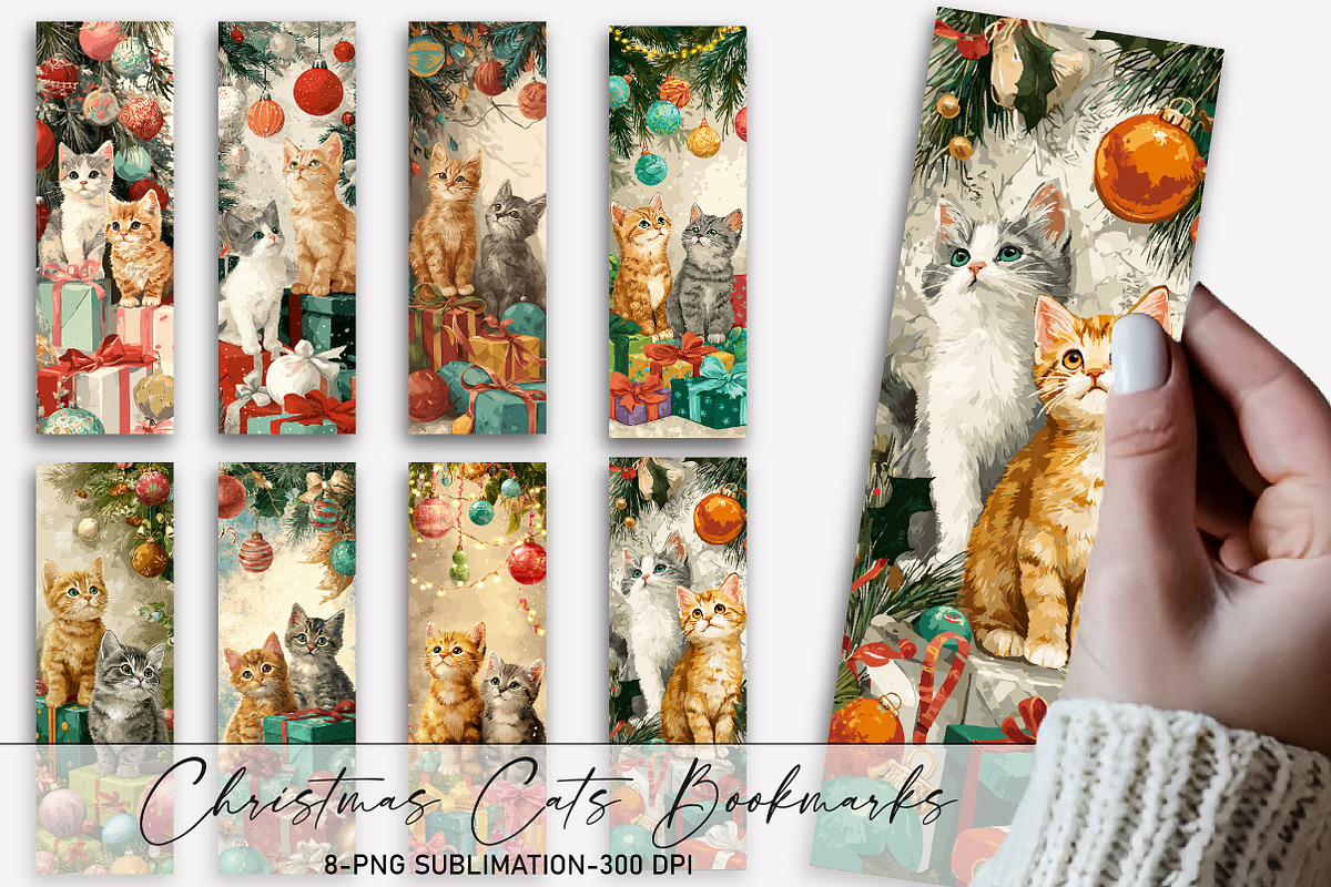 Christmas Cats Bookmarks Png, an Illustration by Designworld (Photo 1 of 4)
