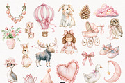 Pink Woodland Clipart Bundle, an Animal Illustration by PaintPixelCo (Thumbnail 8 of 18)