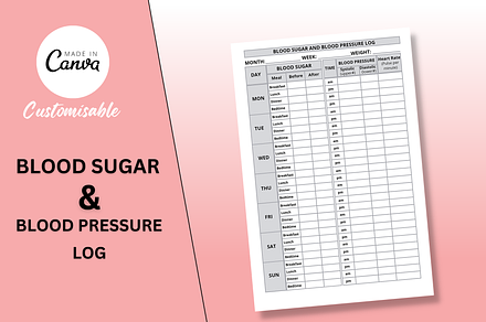 Blood Sugar & Blood Pressure Log