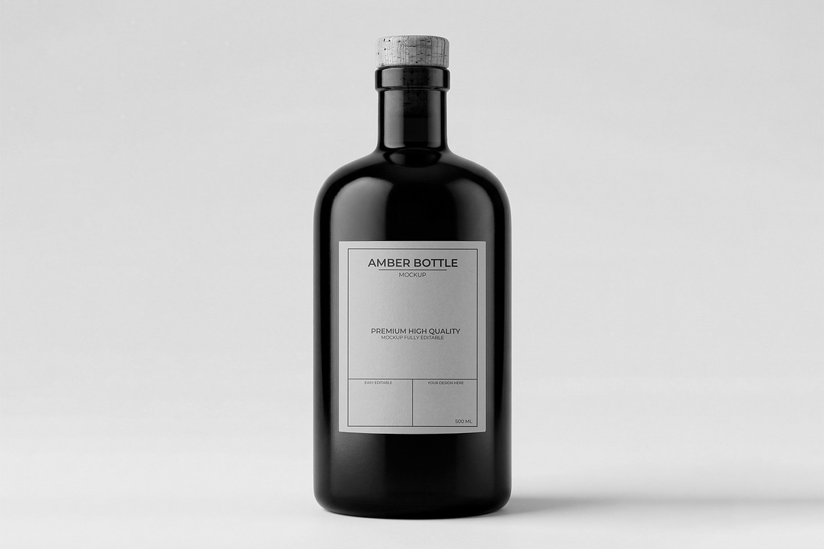 Amber Glass Bottle Label Mockup, a Packaging Mockup by graphypix (Photo 3 of 4)