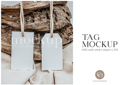 Tag Mockup 2x3.5, a Print Template by eventpapery
