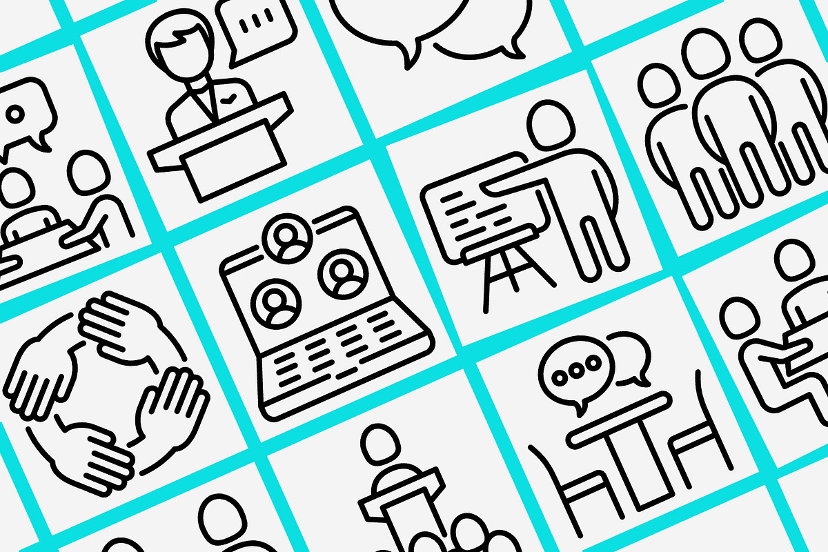 Meeting | 16 Thin Line Icons, an Outline Icon by Alex Blogoodf (Photo 9 of 15)