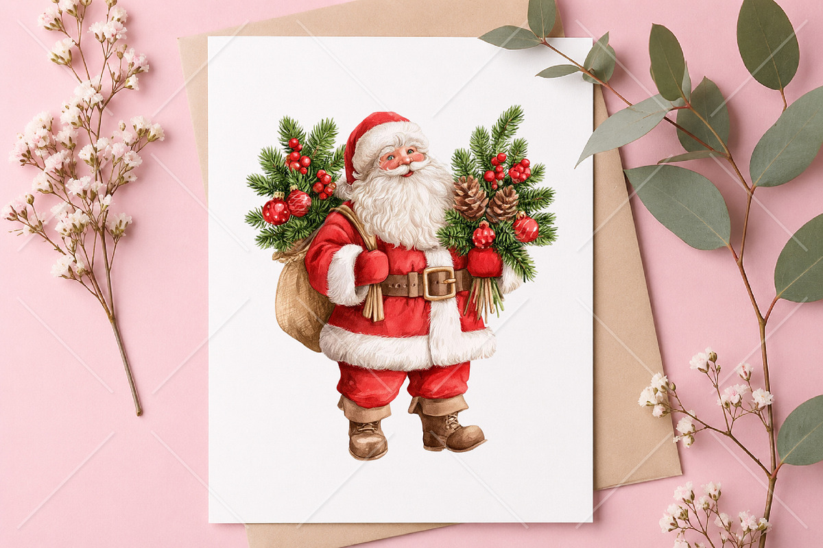 Whimsical Christmas Santa Clipart, a Seasonal Illustration by Canvas Craft (Photo 10 of 10)