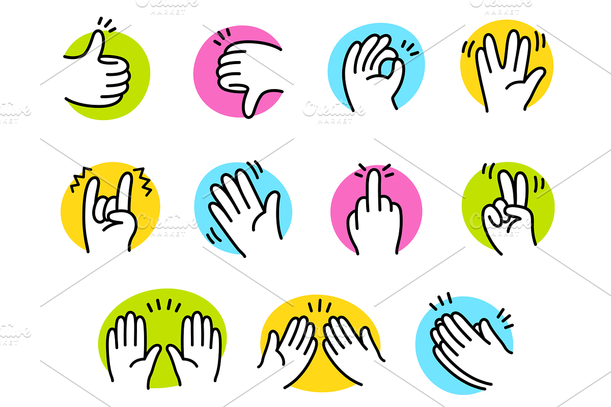 Cartoon Doodle Hand Gestures, a Duotone Icon by Irina Mir