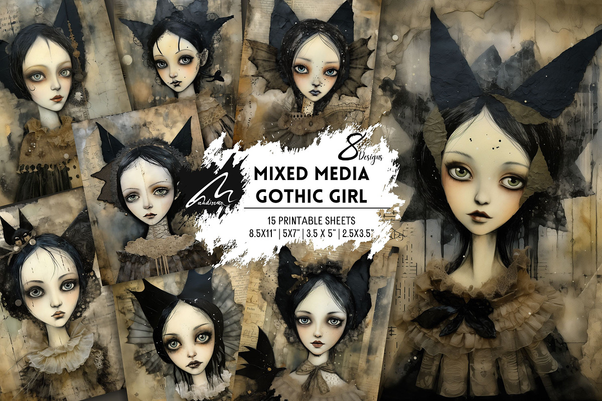 Whimsical Gothic Girl, Collage Page, a Person Illustration by Digital Art Mahdiseño (Photo 1 of 9)