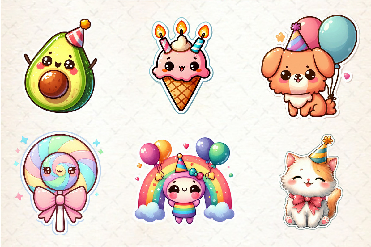 Kawaii Birthday Clipart Bundle, an Illustration by SinaCreation (Photo 2 of 5)