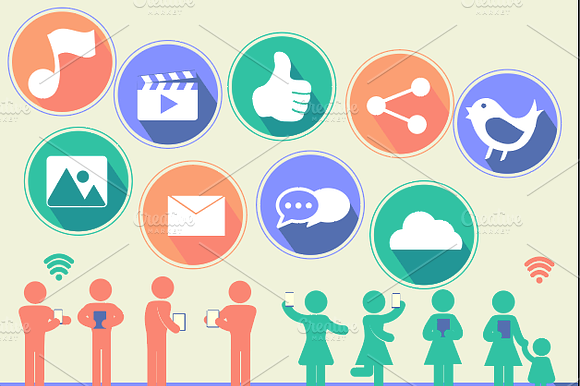 Social Network Flat Icon Vector