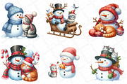 Christmas Snowman with Cats, an Illustration by DreamPrint404 (Thumbnail 2 of 5)