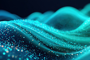 Glowing abstract waves with particles, an Abstract Photo by AlyaAnd