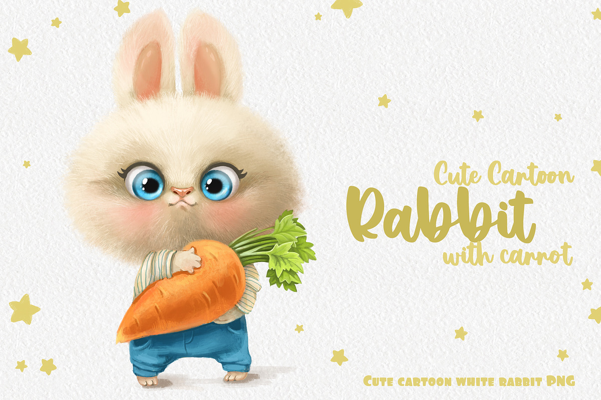 Cute bunny with carrot, an Animal Illustration by Azuzlikus (Photo 1 of 3)