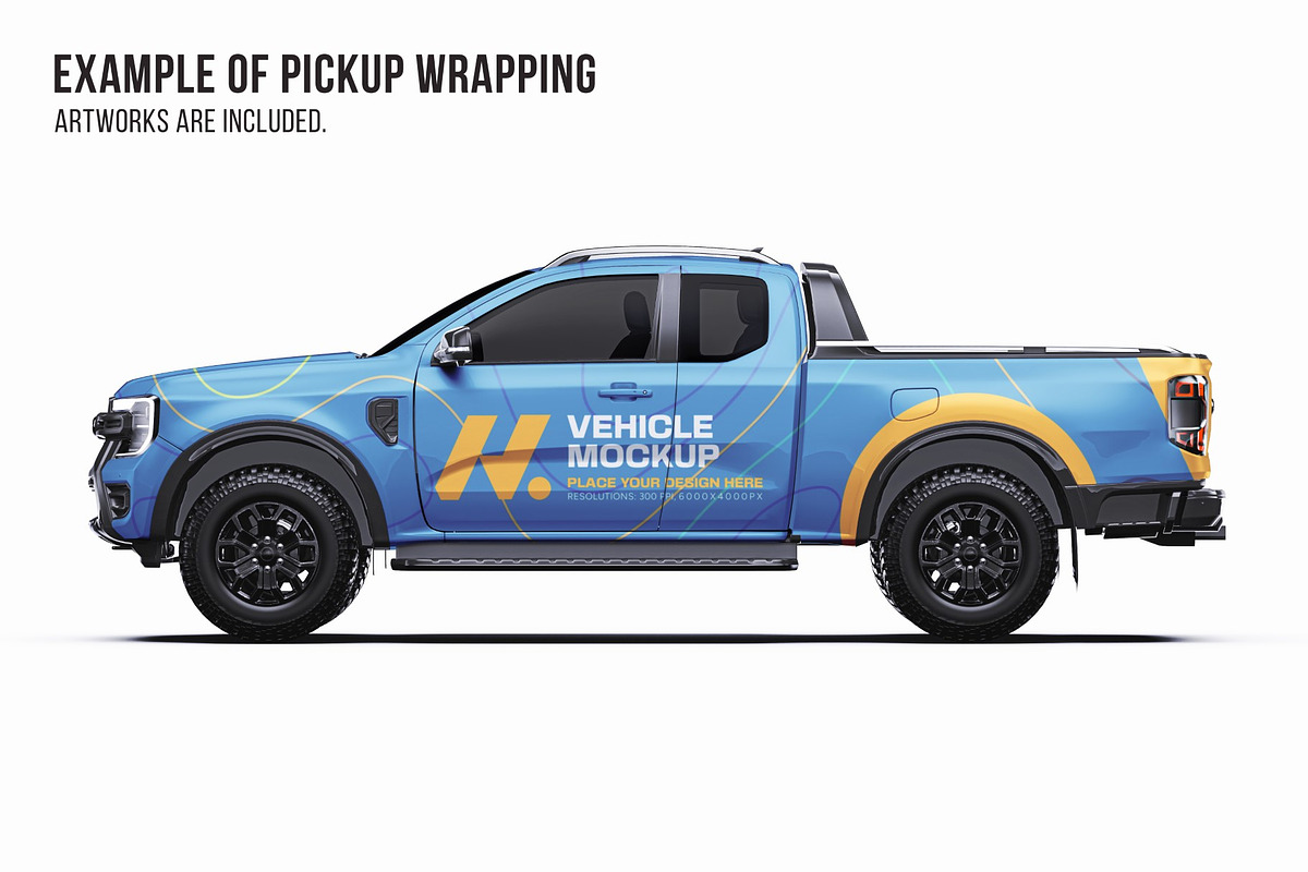 Super Cab 4x4 Pickup Wrap Mockup Set, a Product Mockup by Halal Graphic Studio (Photo 6 of 15)