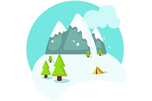 Avalanche natural disaster in, an Illustration by SiberianArt