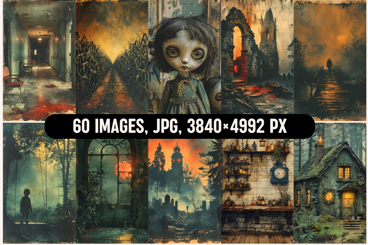 Vintage Halloween Junk Journal Scene, a Background Graphic by PrintHaven Designs (Photo 5 of 7)