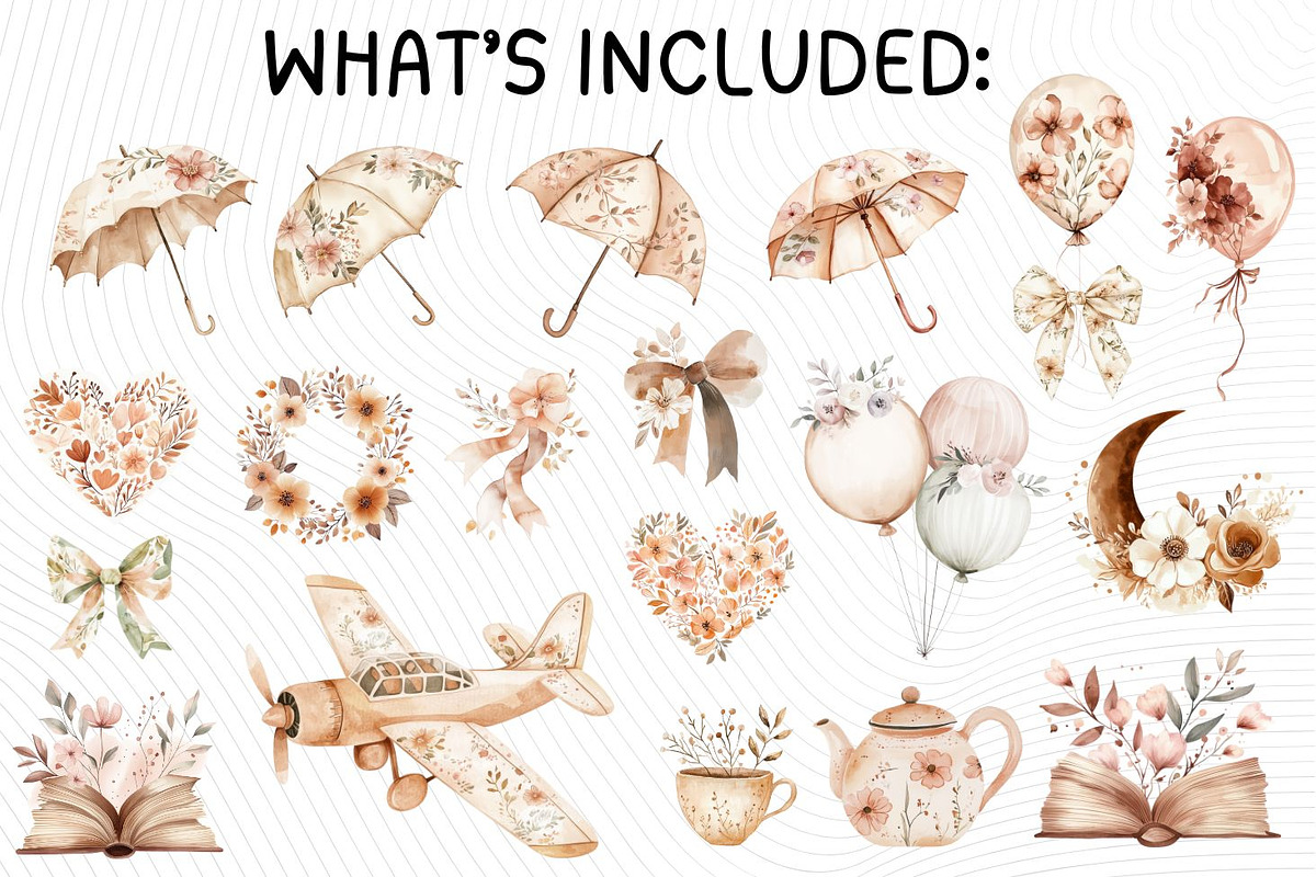 Boho Floral Rainbow Clipart, an Illustration by PassionPNGcreation (Photo 3 of 12)