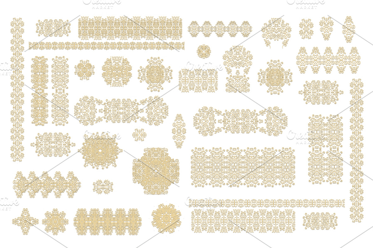 Set of laced decorative elements preview 2