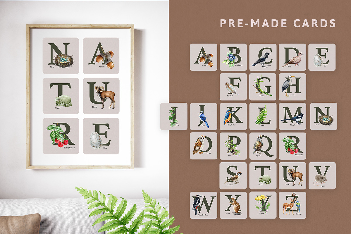 Forest Alphabet Watercolor Clipart, an Education Illustration by AnitaPol (Photo 6 of 12)
