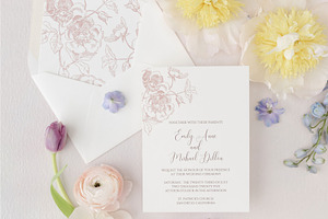 Rose Wedding Invitation Set