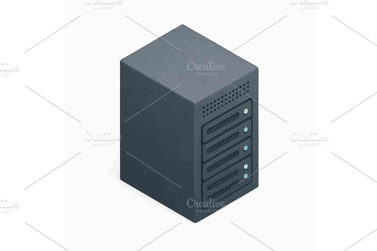 Isometric Server Tower Data Center, a Technology Illustration by AlexArt