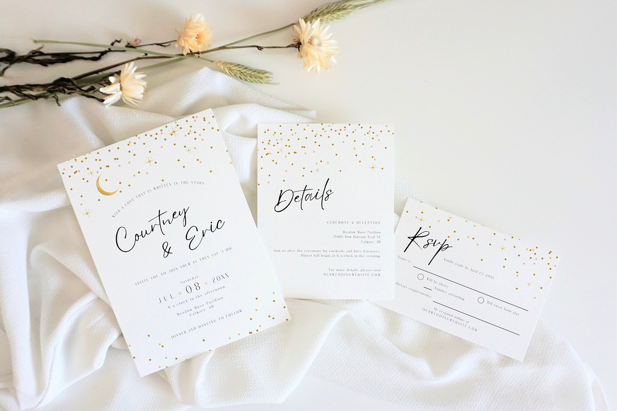 Starry Wedding Invitation Template, an Invitation Template by Cottontail Paper Shop (Photo 2 of 7)