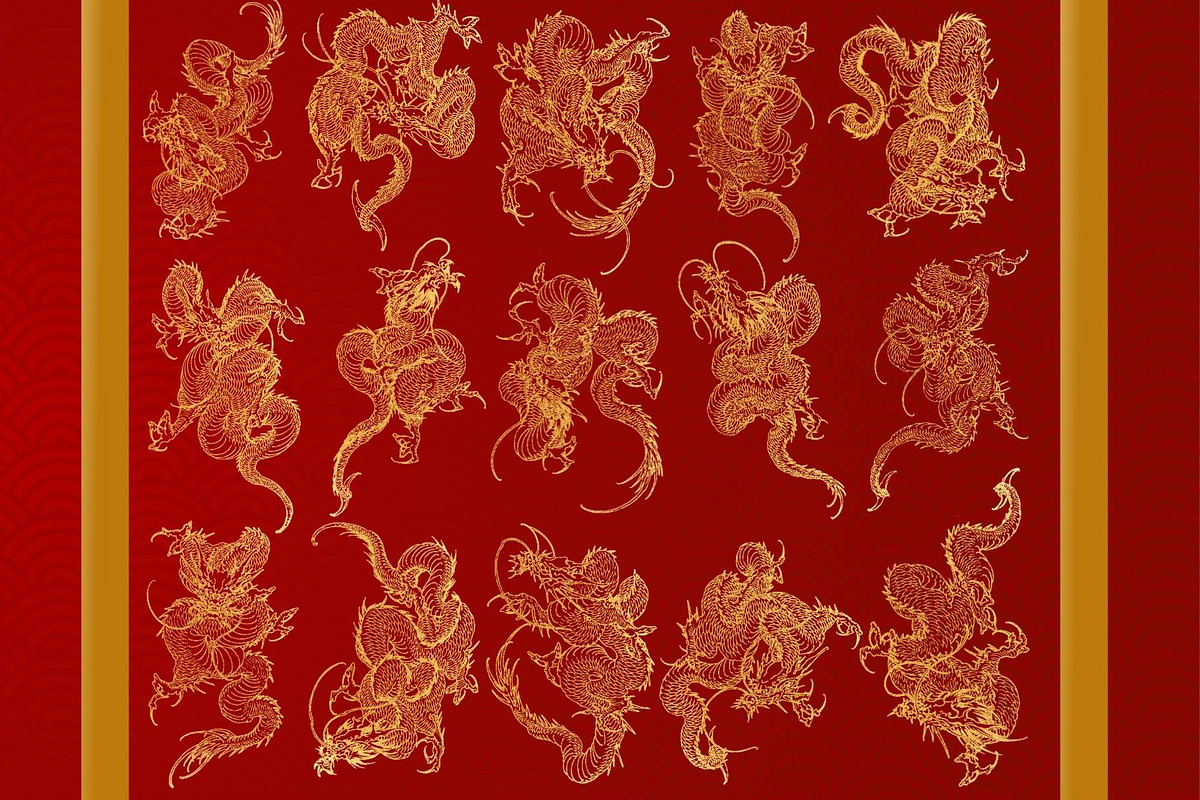 Golden dragon clipart, a Decorative Illustration by TaKong Magics (Photo 2 of 6)