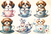 Watercolor Dog Teacup Clipart, an Illustration by CraftArtStudio (Thumbnail 2 of 6)