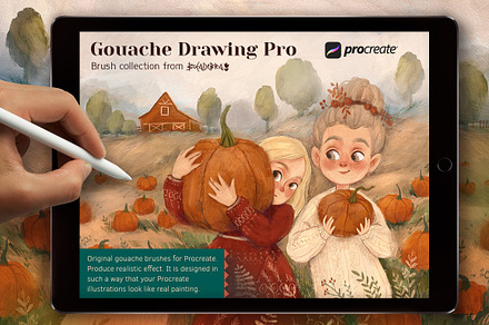 Gouache Drawing Pro for Procreate, a Brush Add-On by BocadebraShop