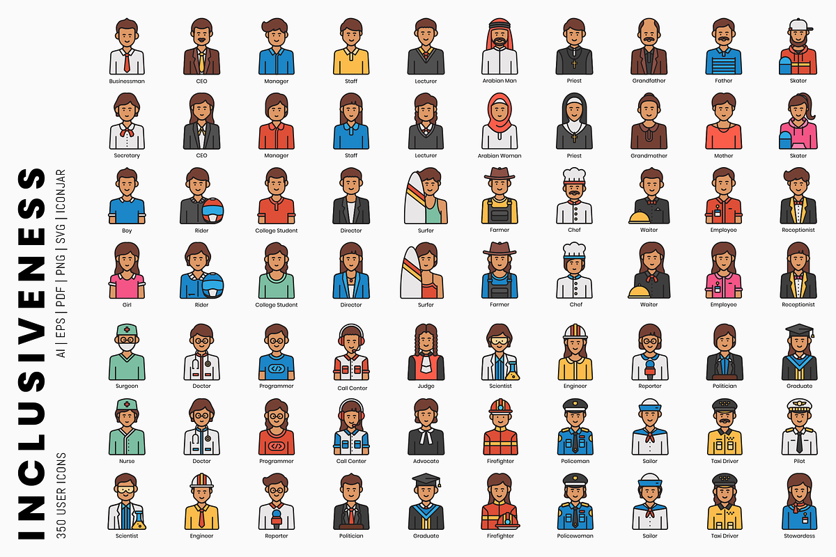 Inclusiveness - 350 User Icons, an Icon by Flat Icons (Photo 3 of 5)