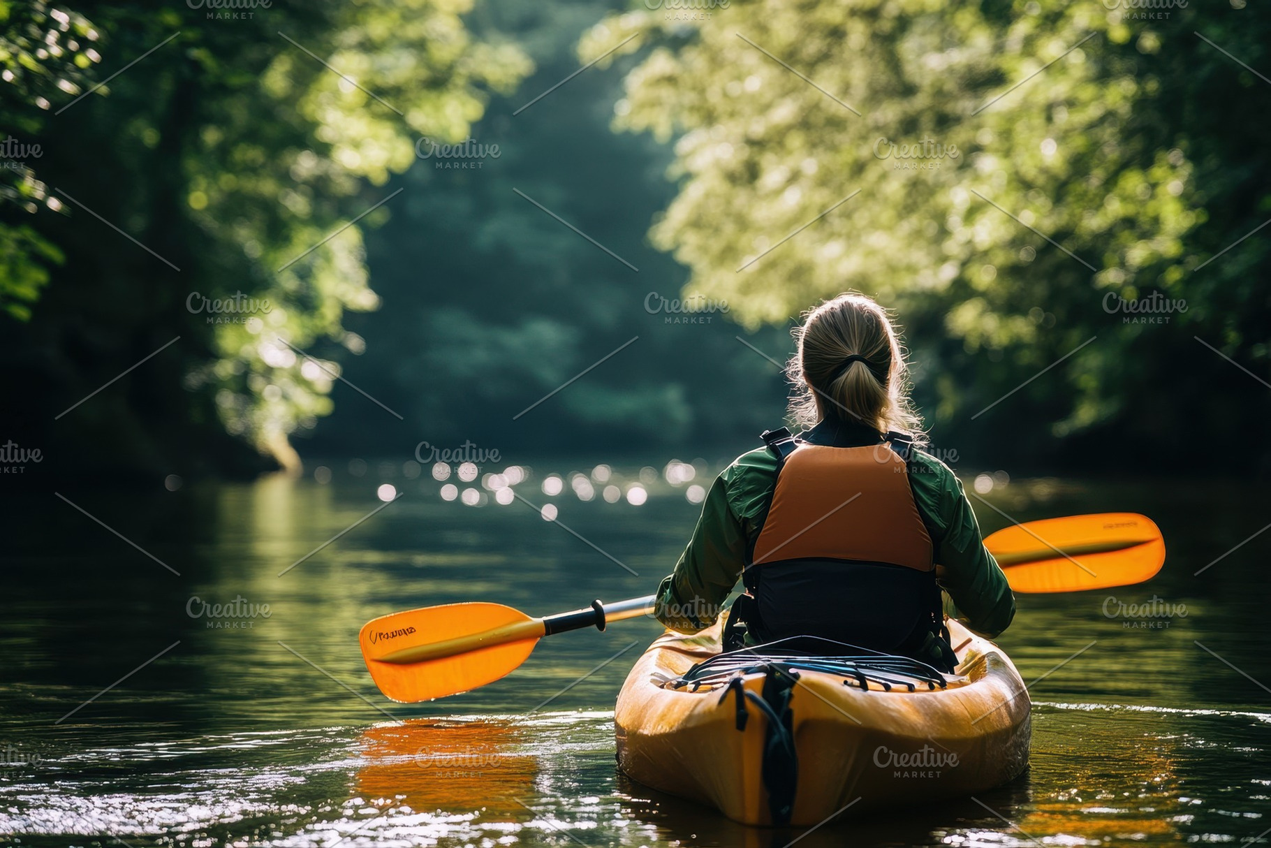 Kayaking and hiking connect nature, a Photo by Pavel_design
