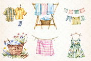 Summer Laundry Day Clipart, an Illustration by DreamCafeArt (Thumbnail 3 of 8)