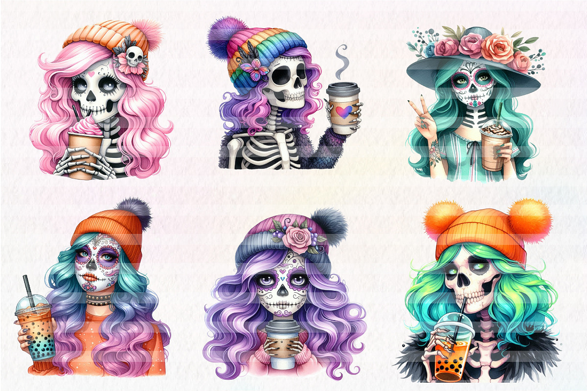 Cute Skeleton Girl PNG Clipart, an Illustration by CreationArt (Photo 2 of 3)