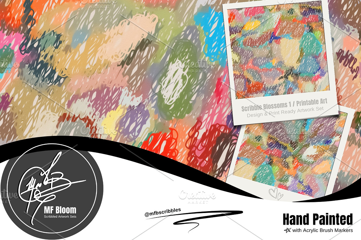 Scribble Blossoms SET 1, a Decorative Illustration by MFB Scribbles (Photo 1 of 5)