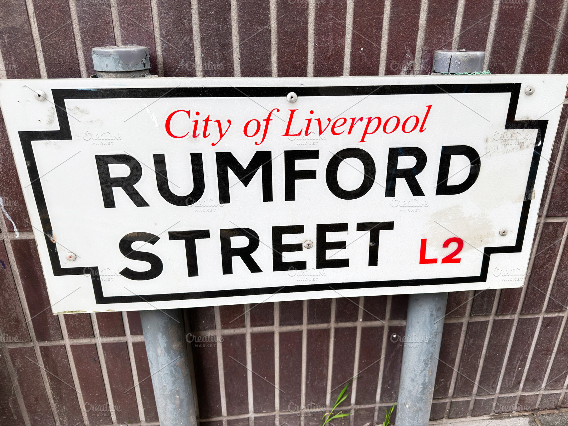 Rumford Street sign in Liverpool UK city center showing street n, a Photo by AS photostudio
