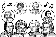 Musical Figures (Famous Composers), an Illustration by Vectory by BSC (Thumbnail 3 of 3)