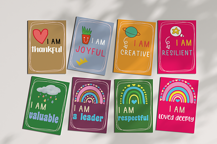 affirmation cards for kids, a Card Template by Kawaiidesu