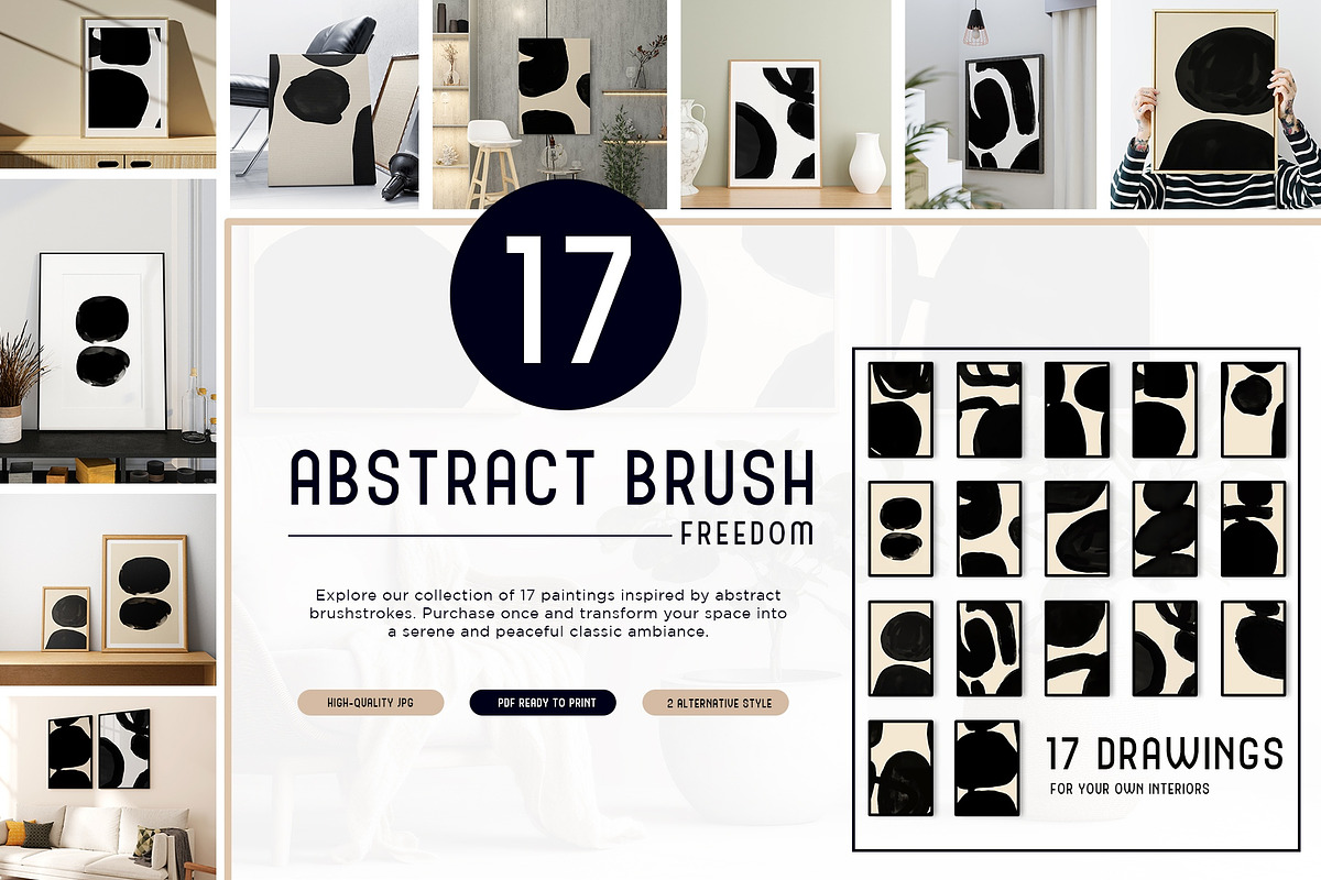 Black Bold Abstract Art Print Bundle, a Decorative Illustration by Vibrand Studio (Photo 10 of 10)