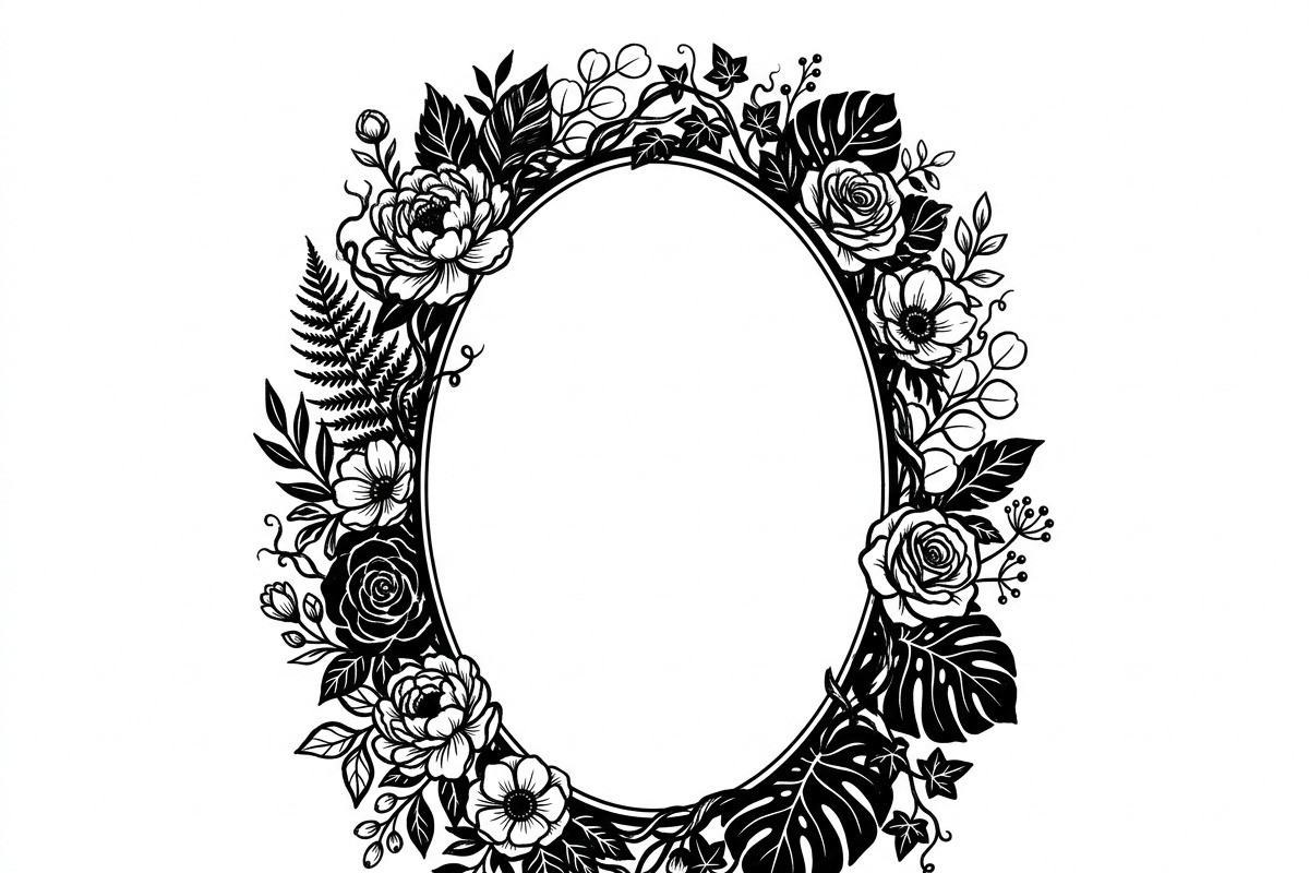 50 Elegant Floral Oval Mirror Frame, a Decorative Illustration by Amazin_art (Photo 27 of 29)