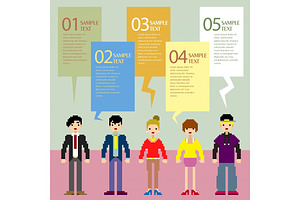 Abstract Pixel People Infographics