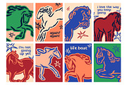 Doodle, scribble horse posters set, an Animal Illustration by Good Studio (Thumbnail 2 of 11)