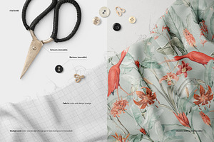 Sewing Items Wrinkled Fabric Mockup