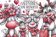 Valentines Day Reindeer Clipart, an Illustration by Daily.Designs (Thumbnail 1 of 5)