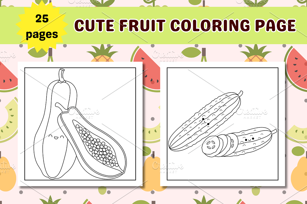 Cute Fruit Coloring Pages For Kids, a Food Illustration by Salaly (Photo 7 of 8)