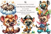 Cute Hyena Sublimation Clipart, an Illustration by OK Design (Thumbnail 1 of 5)