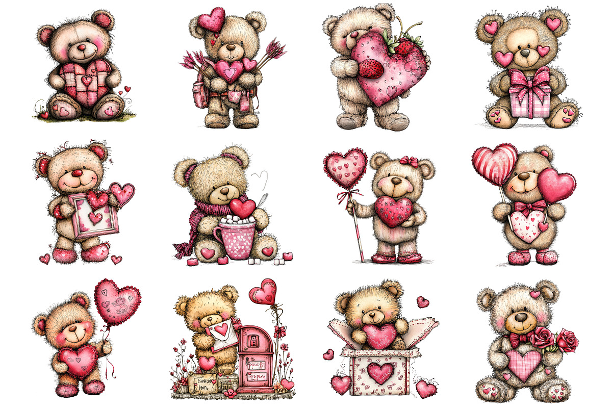 Whimsical Valentine's Teddy Bear, an Illustration by Design Market (Photo 2 of 5)