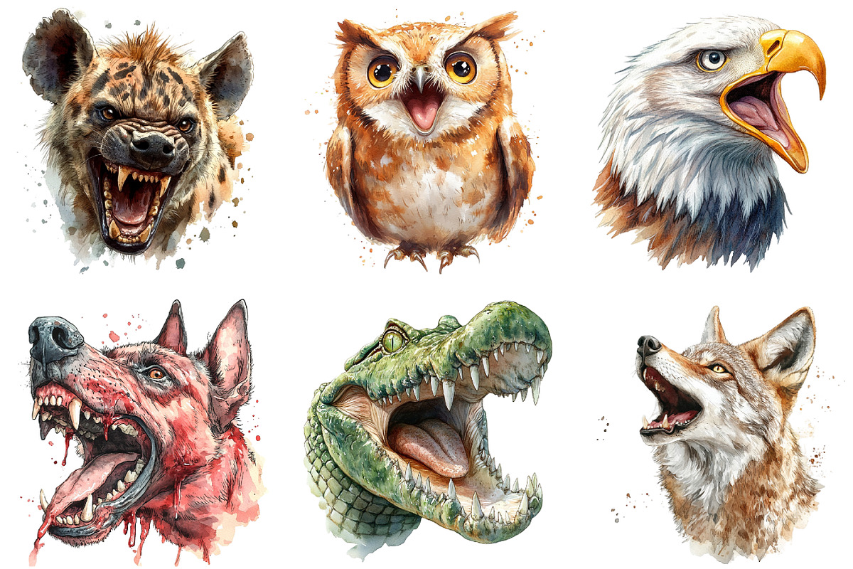 Aggressive Animals Head Clipart, an Illustration by DreamArtGraphic (Photo 3 of 6)