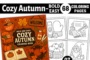 Bold and Easy Cozy Autumn Coloring, a Seasonal Illustration by Coco Bloom