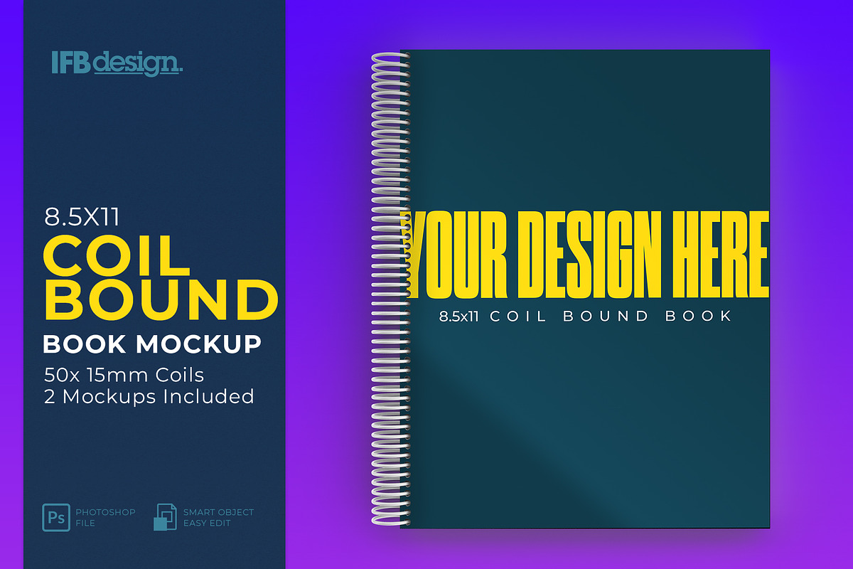 8.5 x 11 Coil Bound Book Mockup, a Print Template by IFBdesign (Photo 1 of 4)