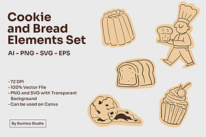 COOKIES AND BREAD ELEMENTS SET